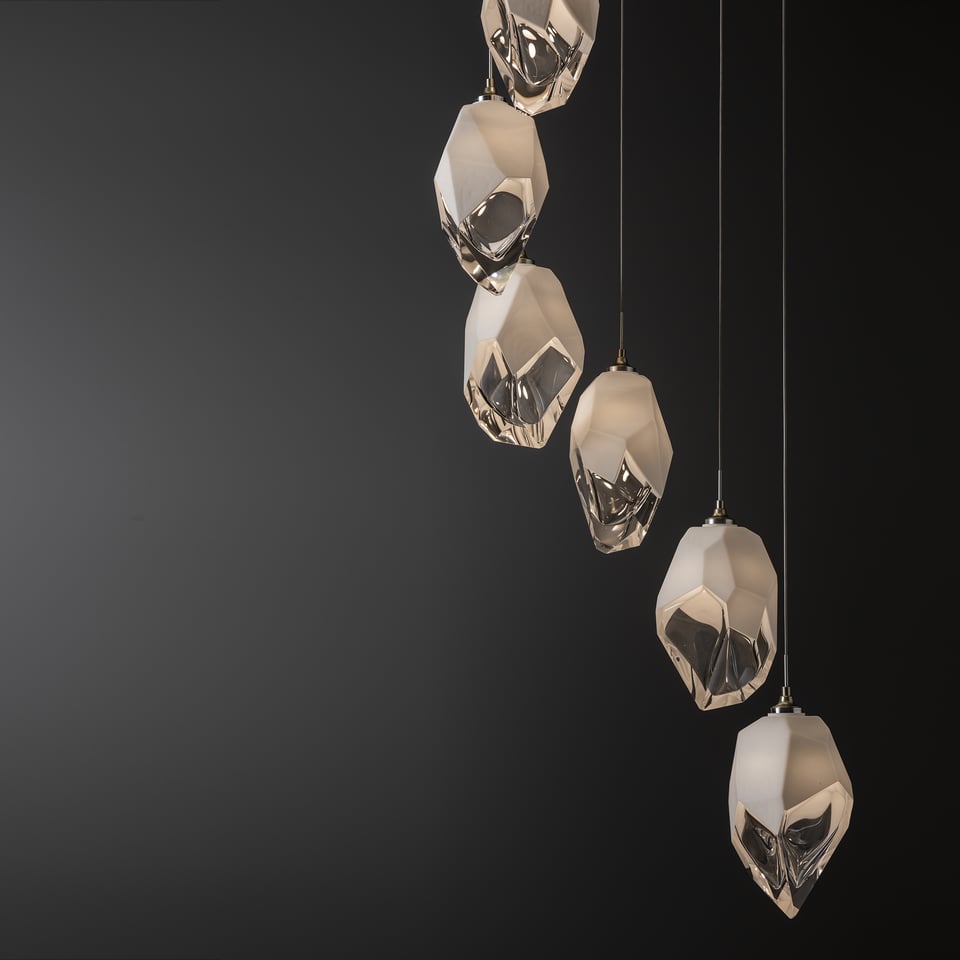 Hubbardton Forge Chrysalis 9-Light Crystal Pendant with Adjustable Height & UL Damp Safety Rating