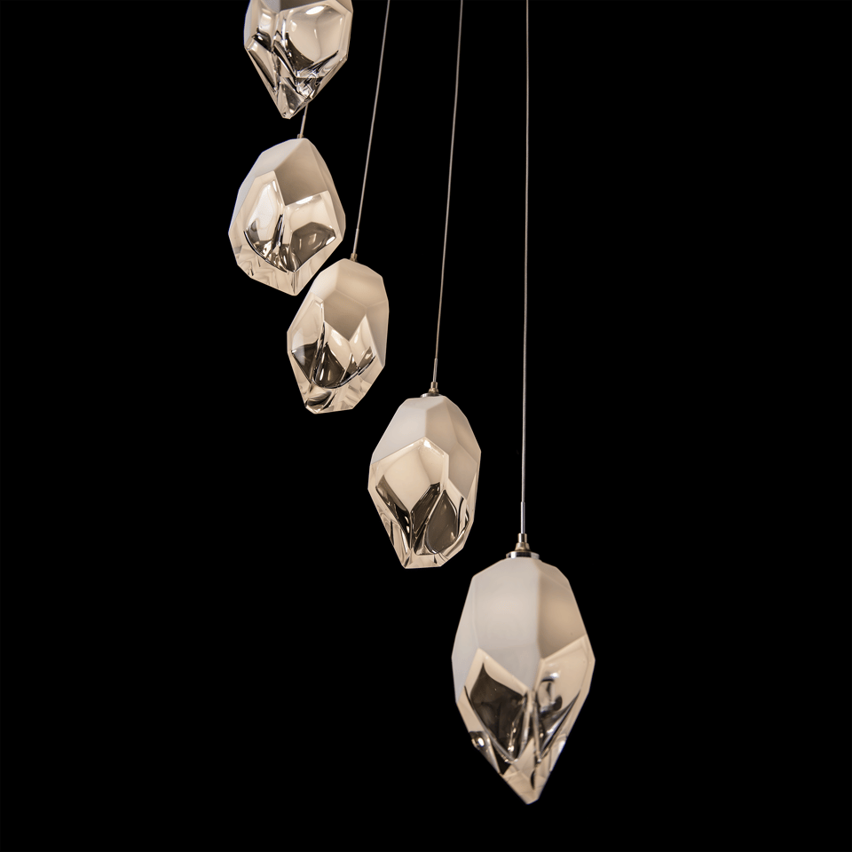 Hubbardton Forge Chrysalis 9-Light Crystal Pendant with Adjustable Height & UL Damp Safety Rating