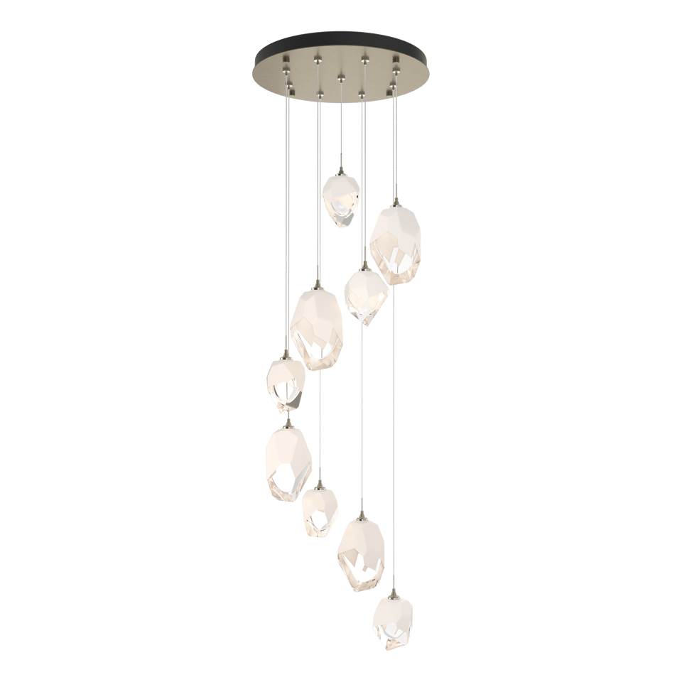 Chrysalis 9-Light Mixed Crystal Pendant by Hubbardton Forge - Dimmable, Versatile Design, UL Damp Rated