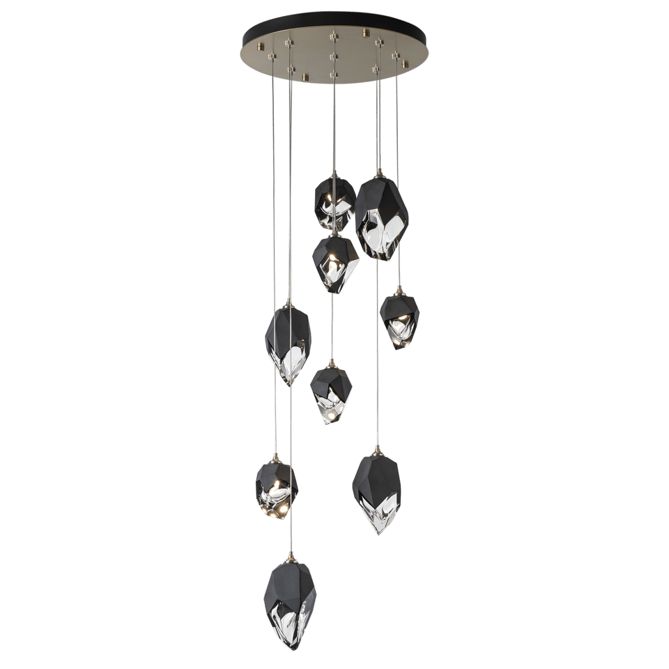 Chrysalis 9-Light Mixed Crystal Pendant by Hubbardton Forge - Dimmable, Versatile Design, UL Damp Rated