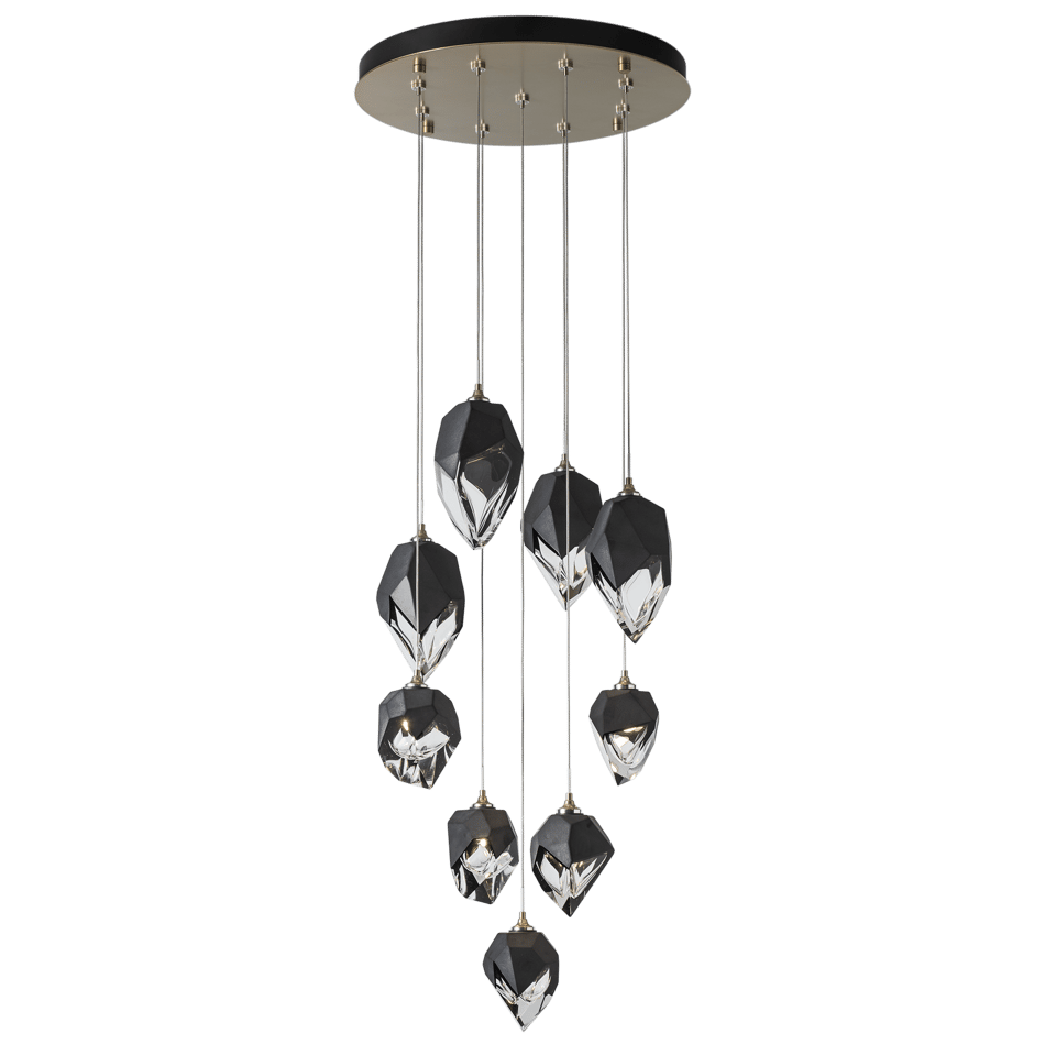 Chrysalis 9-Light Mixed Crystal Pendant by Hubbardton Forge - Dimmable, Versatile Design, UL Damp Rated