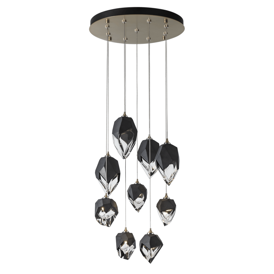 Chrysalis 9-Light Mixed Crystal Pendant by Hubbardton Forge - Dimmable, Versatile Design, UL Damp Rated