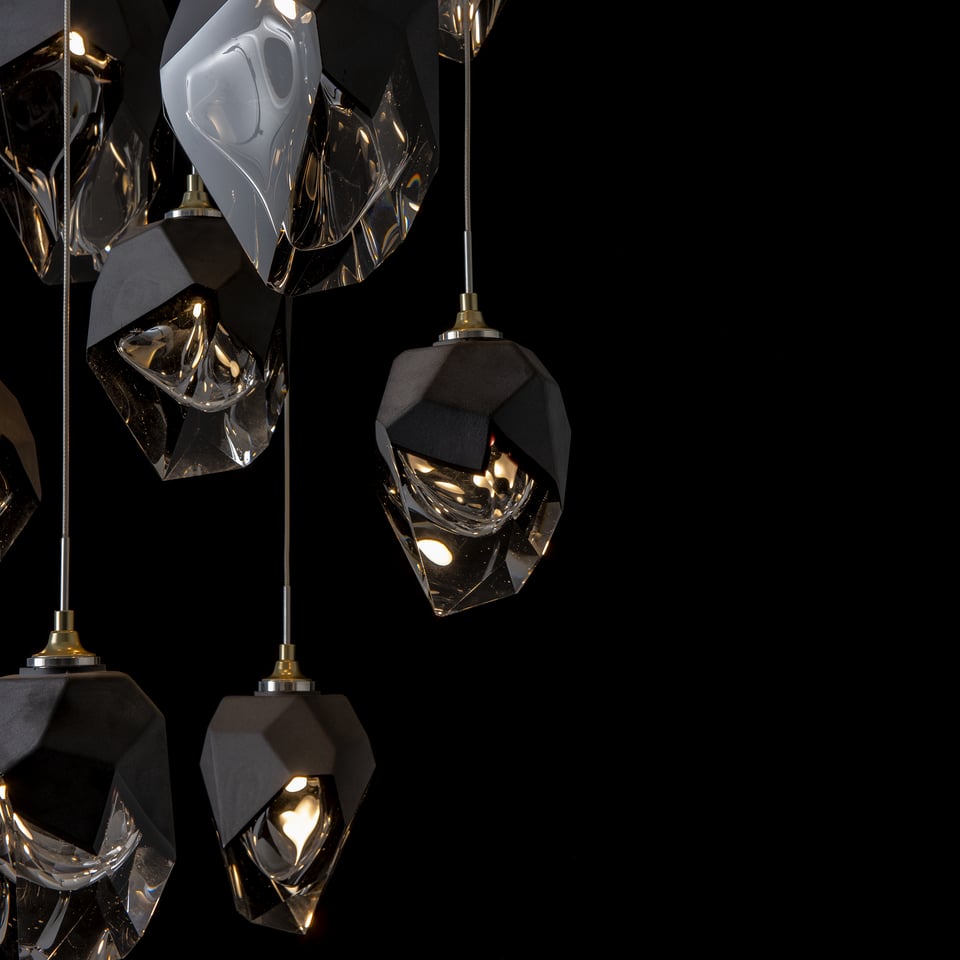 Chrysalis 9-Light Mixed Crystal Pendant by Hubbardton Forge - Dimmable, Versatile Design, UL Damp Rated