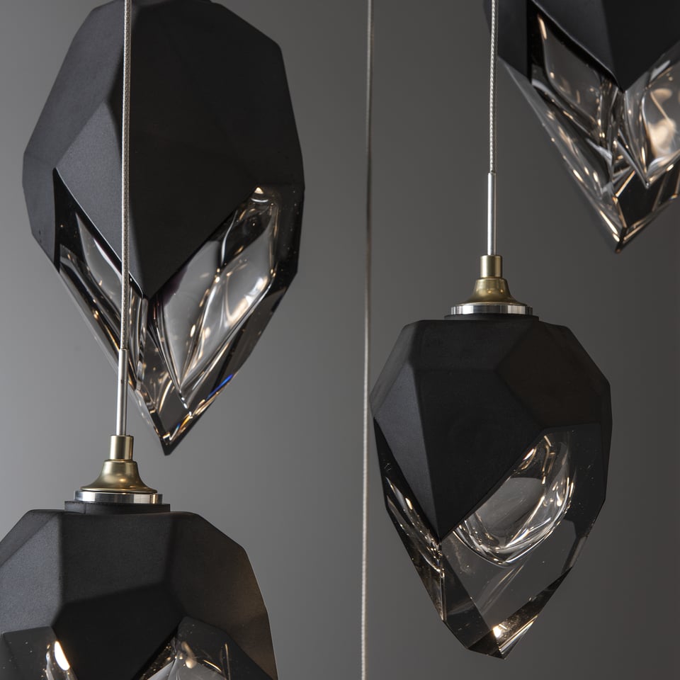 Chrysalis 9-Light Mixed Crystal Pendant by Hubbardton Forge - Dimmable, Versatile Design, UL Damp Rated