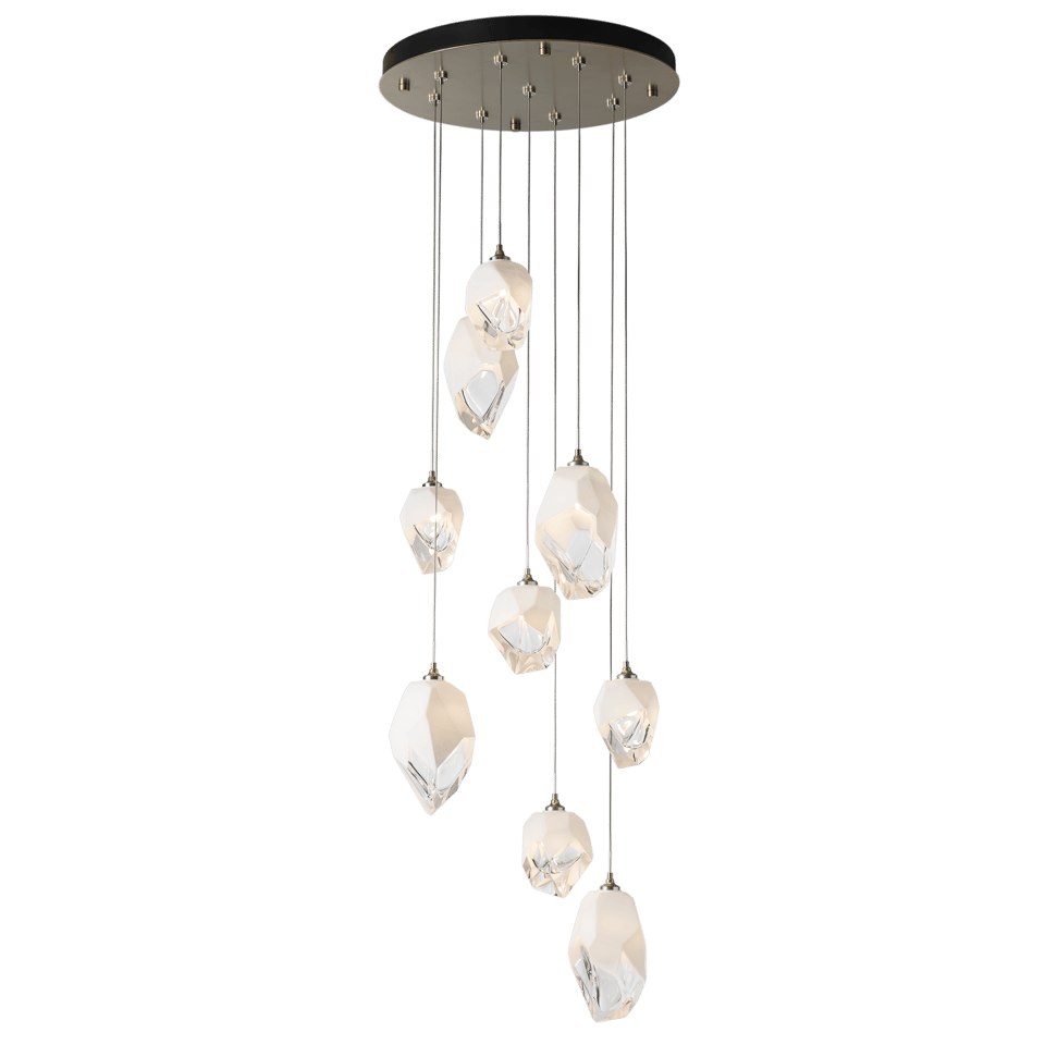 Chrysalis 9-Light Mixed Crystal Pendant by Hubbardton Forge - Dimmable, Versatile Design, UL Damp Rated