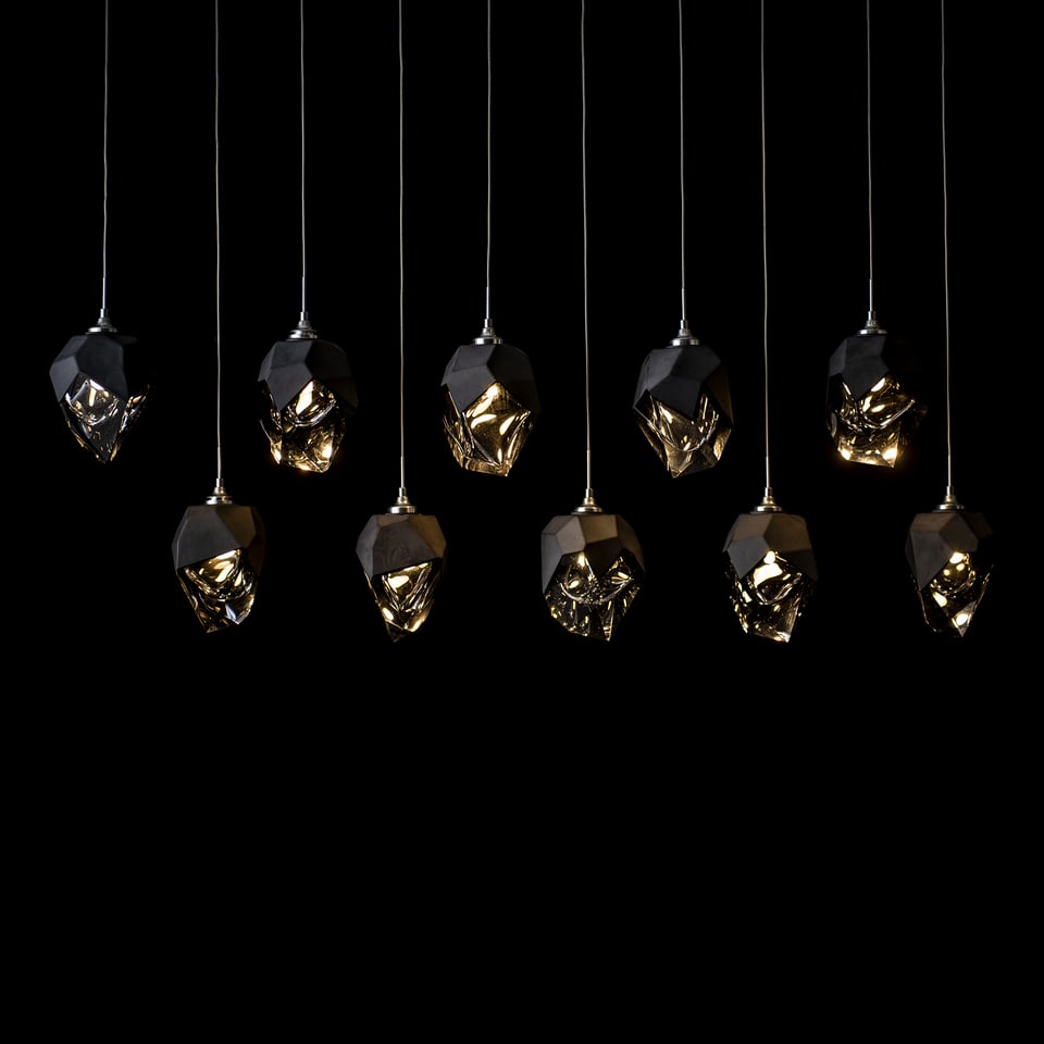 Chrysalis 10-Light Small Crystal Pendant by Hubbardton Forge - Dimmable, Handcrafted Elegance