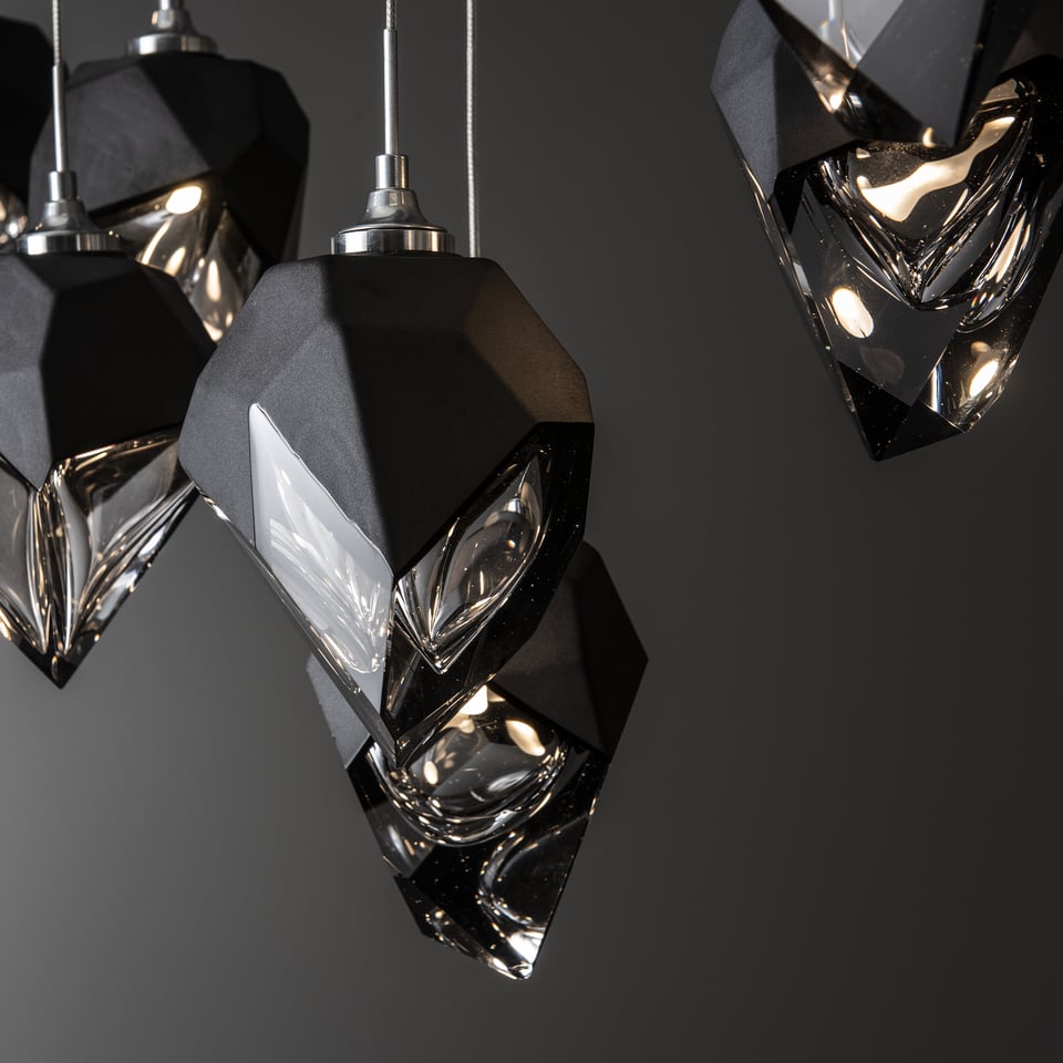 Chrysalis 10-Light Small Crystal Pendant by Hubbardton Forge - Dimmable, Handcrafted Elegance