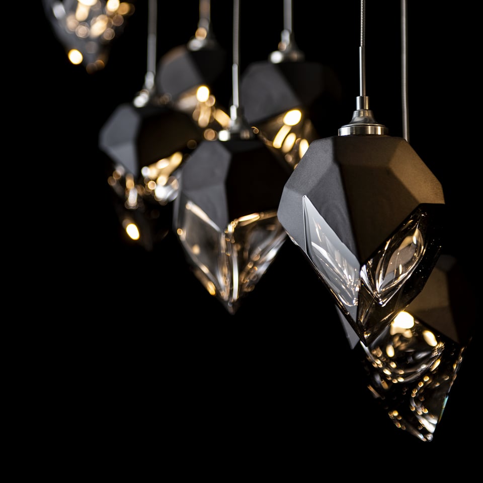 Chrysalis 10-Light Small Crystal Pendant by Hubbardton Forge - Dimmable, Handcrafted Elegance