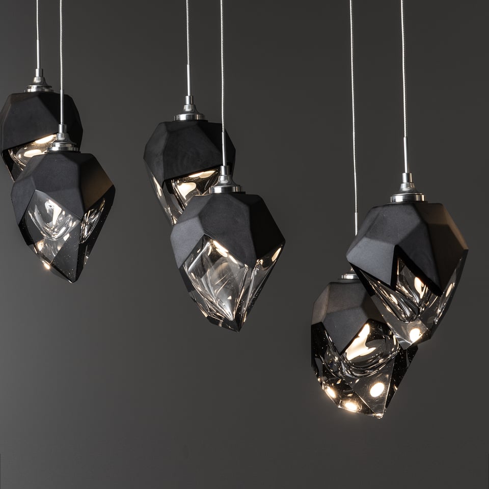 Chrysalis 10-Light Small Crystal Pendant by Hubbardton Forge - Dimmable, Handcrafted Elegance