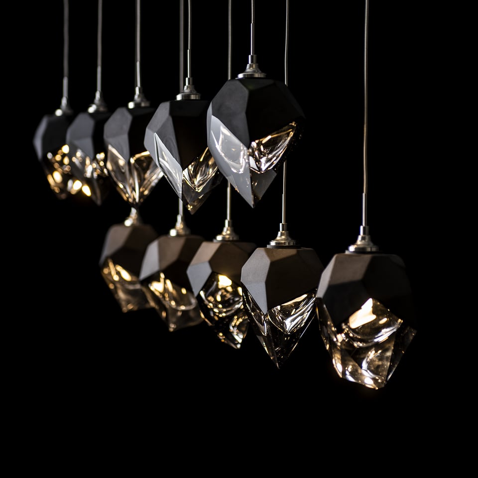 Chrysalis 10-Light Small Crystal Pendant by Hubbardton Forge - Dimmable, Handcrafted Elegance