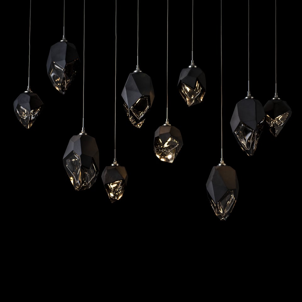 Chrysalis 10-Light Mixed Crystal Pendant By Hubbardton Forge, Dimmable With Adjustable Height