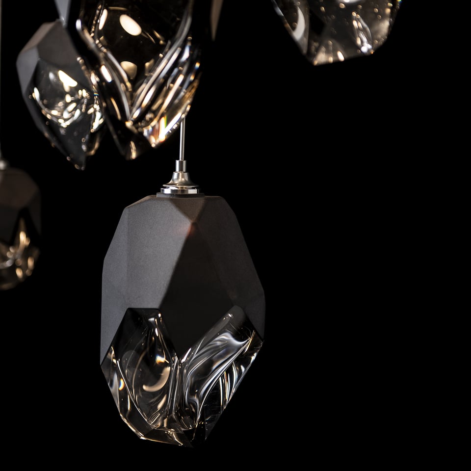 Chrysalis 10-Light Mixed Crystal Pendant By Hubbardton Forge, Dimmable With Adjustable Height