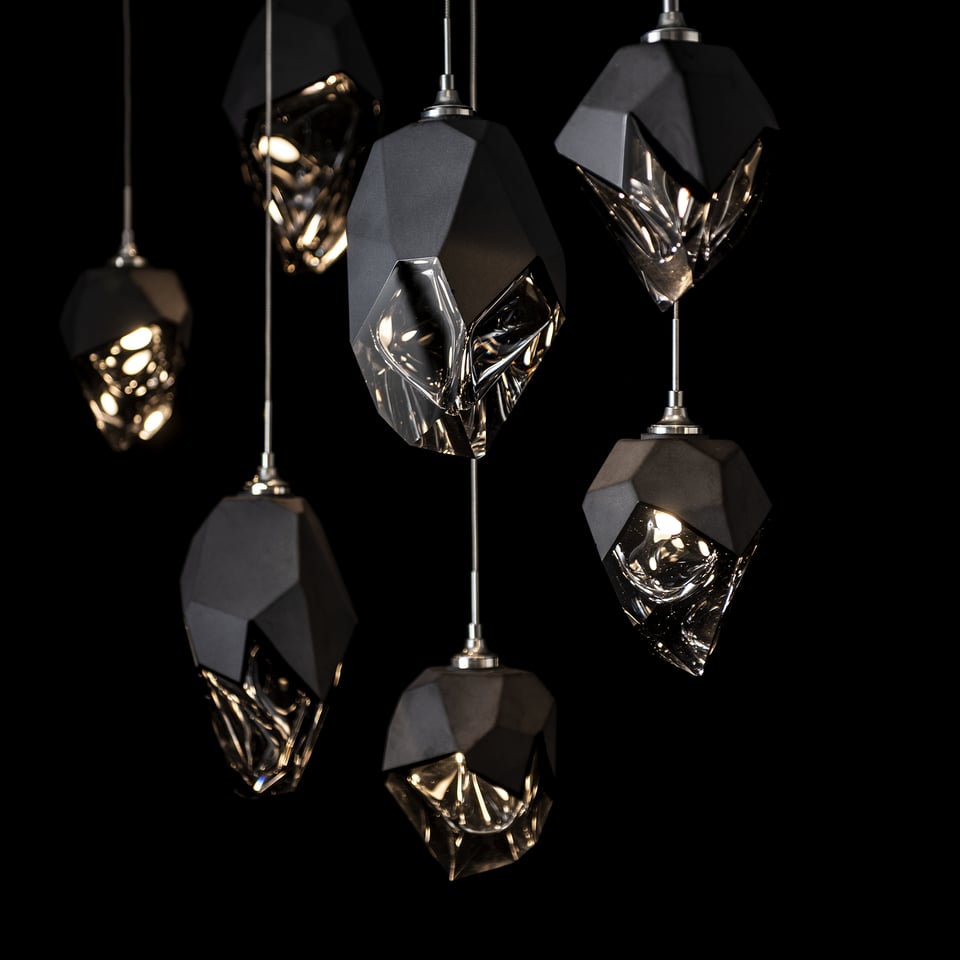 Chrysalis 10-Light Mixed Crystal Pendant By Hubbardton Forge, Dimmable With Adjustable Height