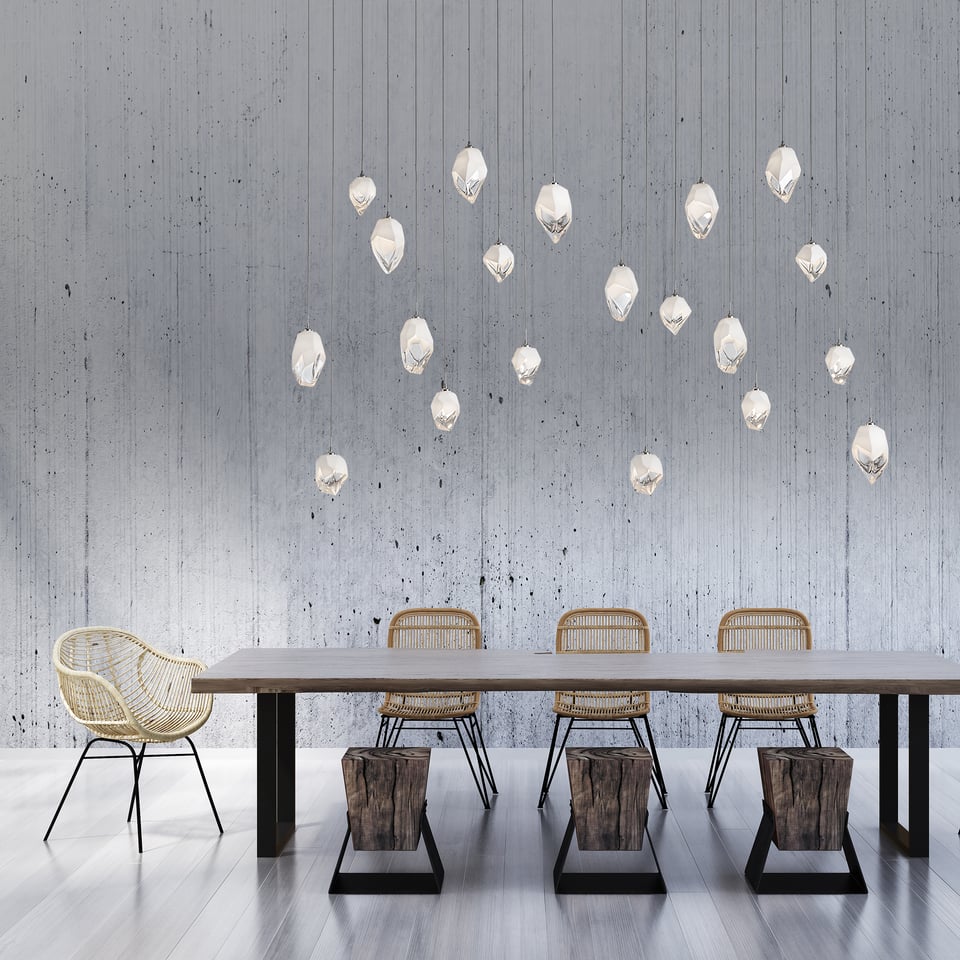 Chrysalis 10-Light Mixed Crystal Pendant By Hubbardton Forge, Dimmable With Adjustable Height