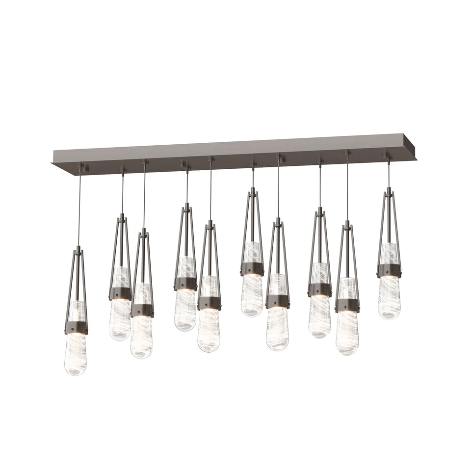 Link 10-Light Adjustable Blown Glass Pendant by Hubbardton Forge - Handmade Dimmable Elegance