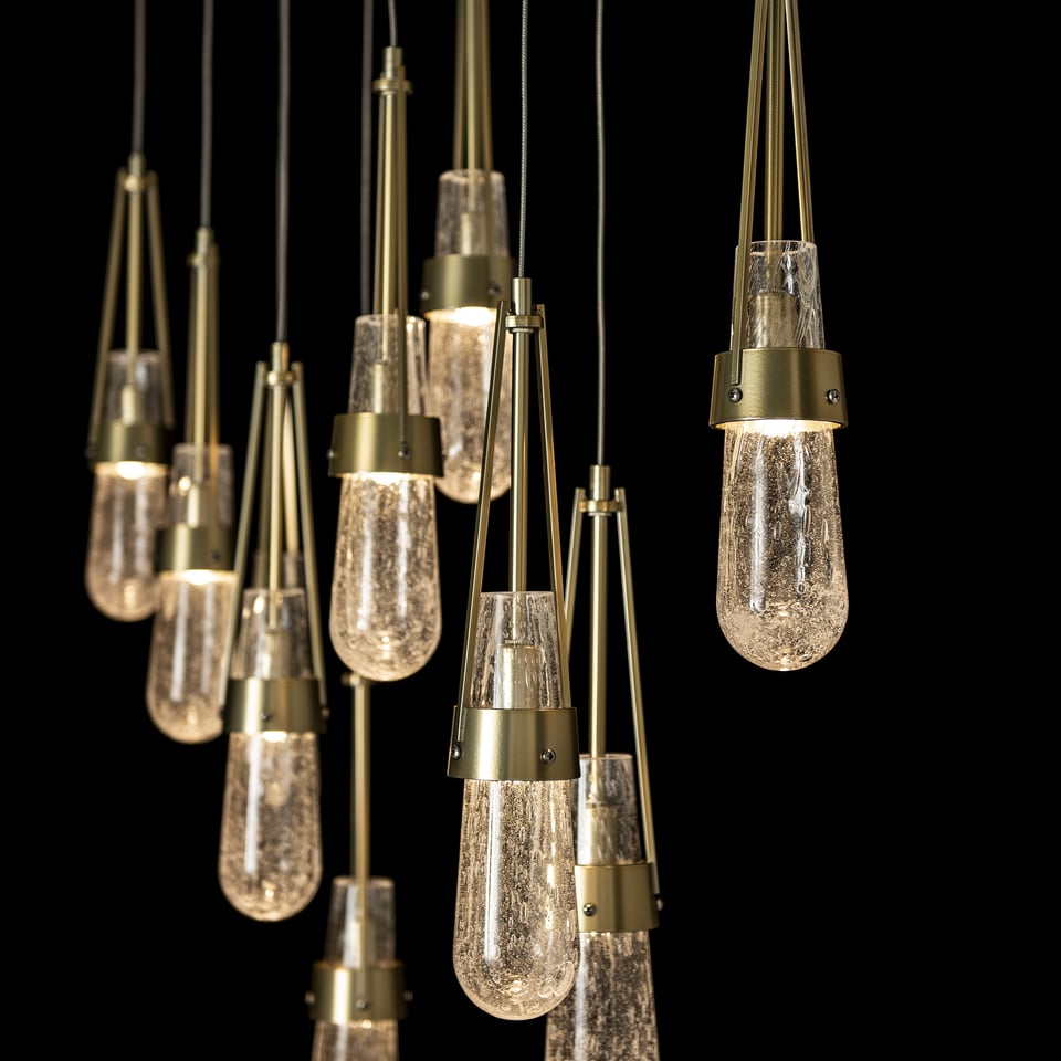 Link 10-Light Adjustable Blown Glass Pendant by Hubbardton Forge - Handmade Dimmable Elegance