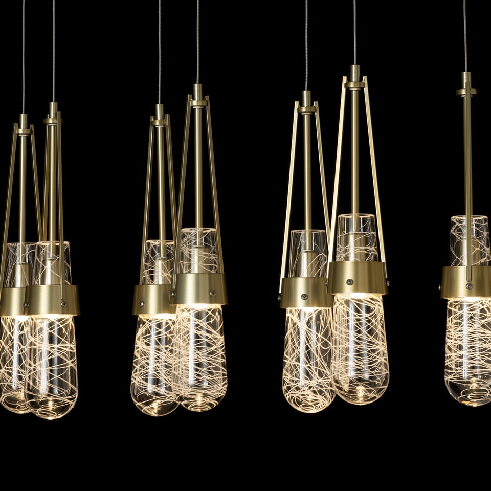 Link 10-Light Adjustable Blown Glass Pendant by Hubbardton Forge - Handmade Dimmable Elegance