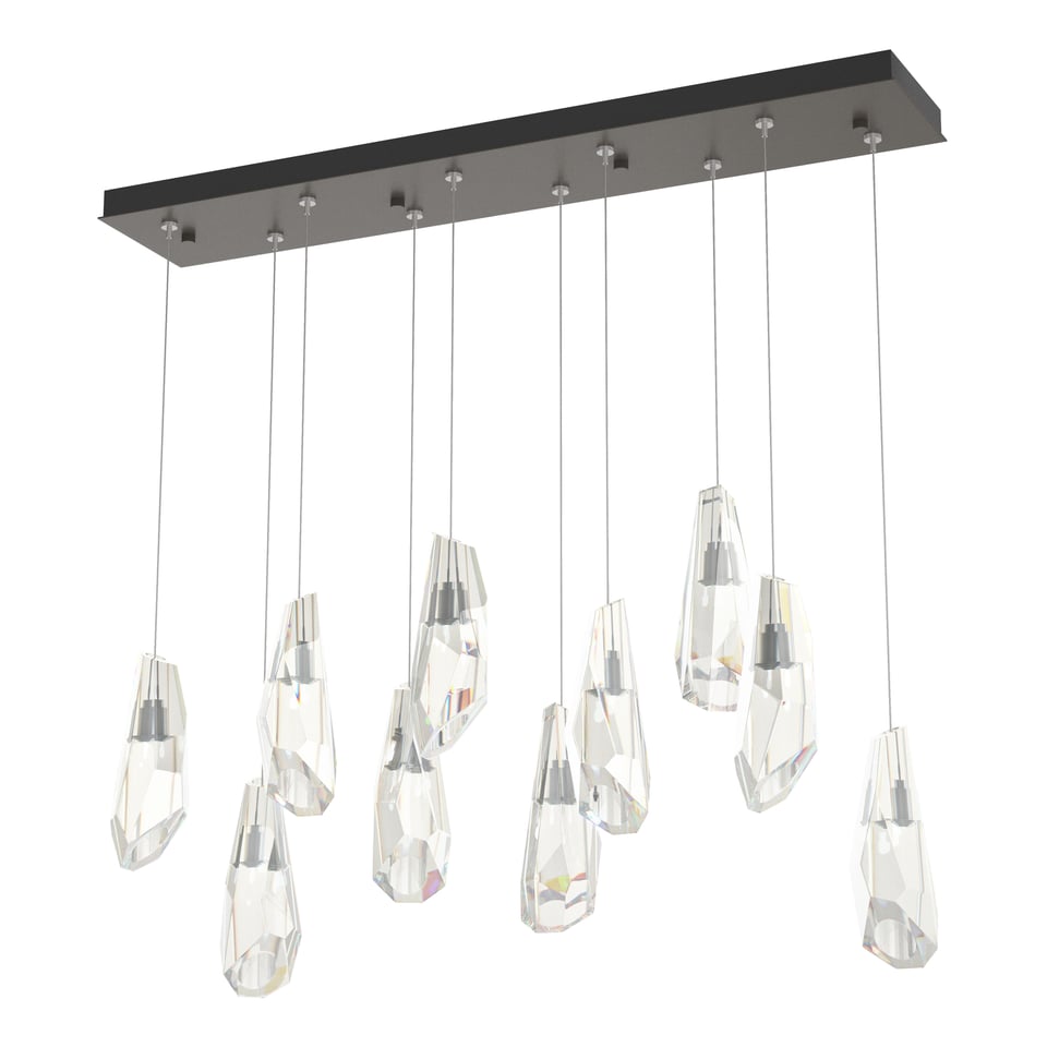 Hubbardton Forge Luma 10-Light Large Crystal Pendant, Adjustable Height, Dimmable, UL Damp Rated