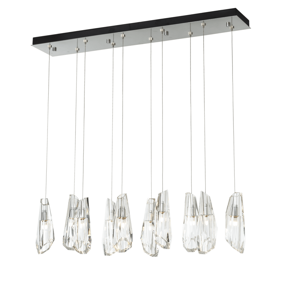 Hubbardton Forge Luma 10-Light Large Crystal Pendant, Adjustable Height, Dimmable, UL Damp Rated