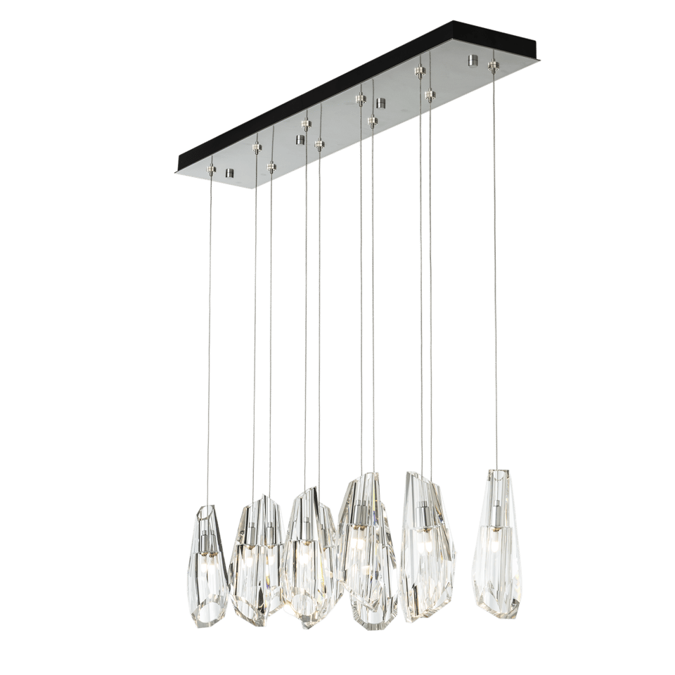 Hubbardton Forge Luma 10-Light Large Crystal Pendant, Adjustable Height, Dimmable, UL Damp Rated