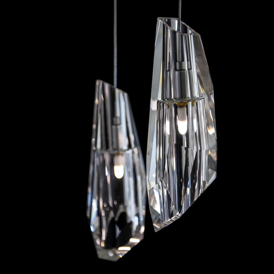 Hubbardton Forge Luma 10-Light Large Crystal Pendant, Adjustable Height, Dimmable, UL Damp Rated