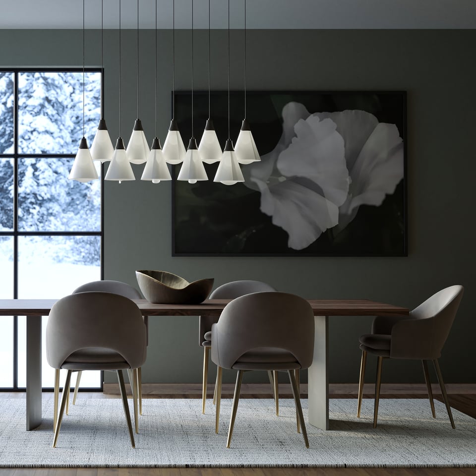 Mobius 10-Light Pendant By Hubbardton Forge With Adjustable Height & Dimmable Feature