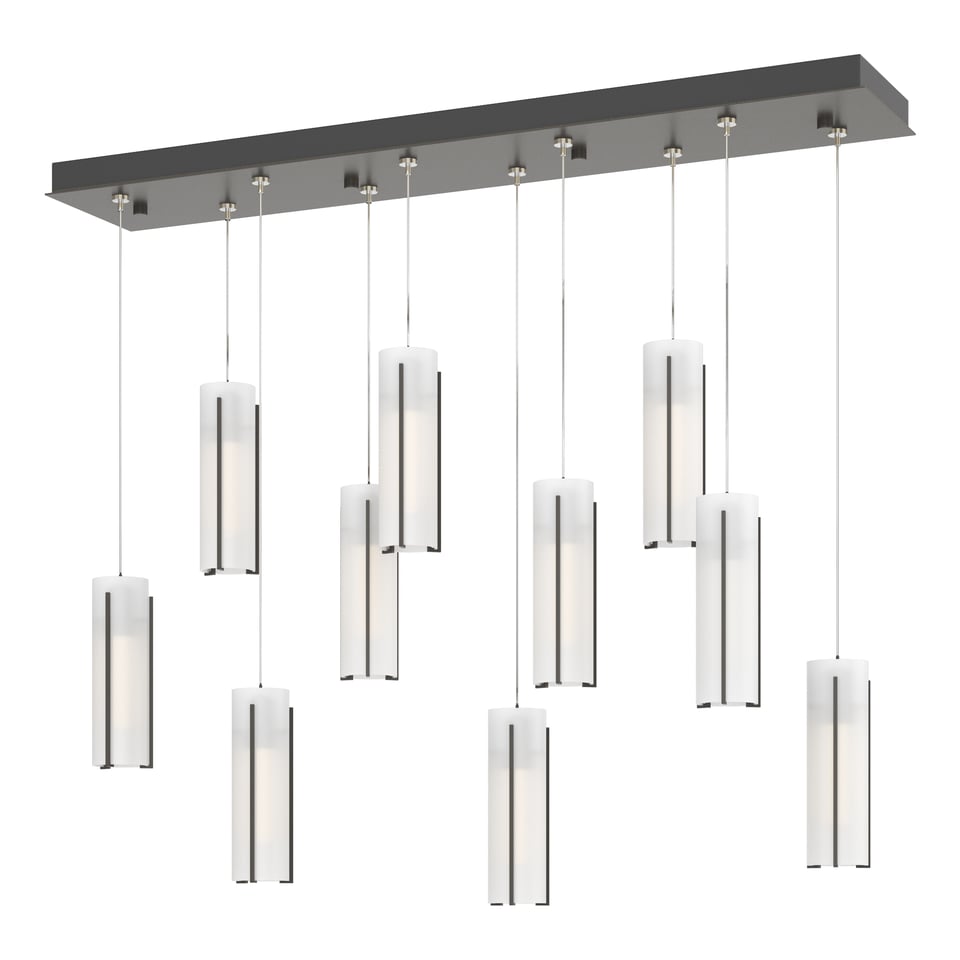 Exos Glass 10-Light Pendant by Hubbardton Forge - Dimmable, Customizable Finish, Adjustable Height