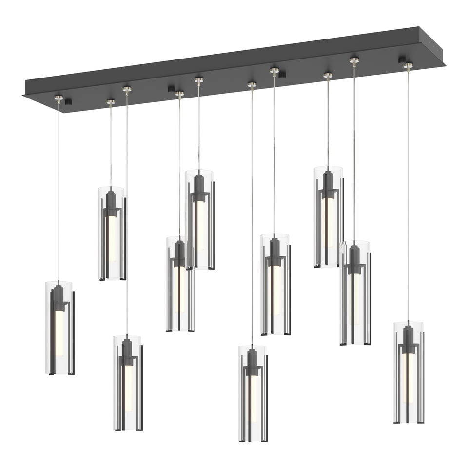 Exos Glass 10-Light Pendant by Hubbardton Forge - Dimmable, Customizable Finish, Adjustable Height