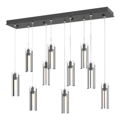 Exos Glass 10-Light Pendant by Hubbardton Forge - Dimmable, Customizable Finish, Adjustable Height