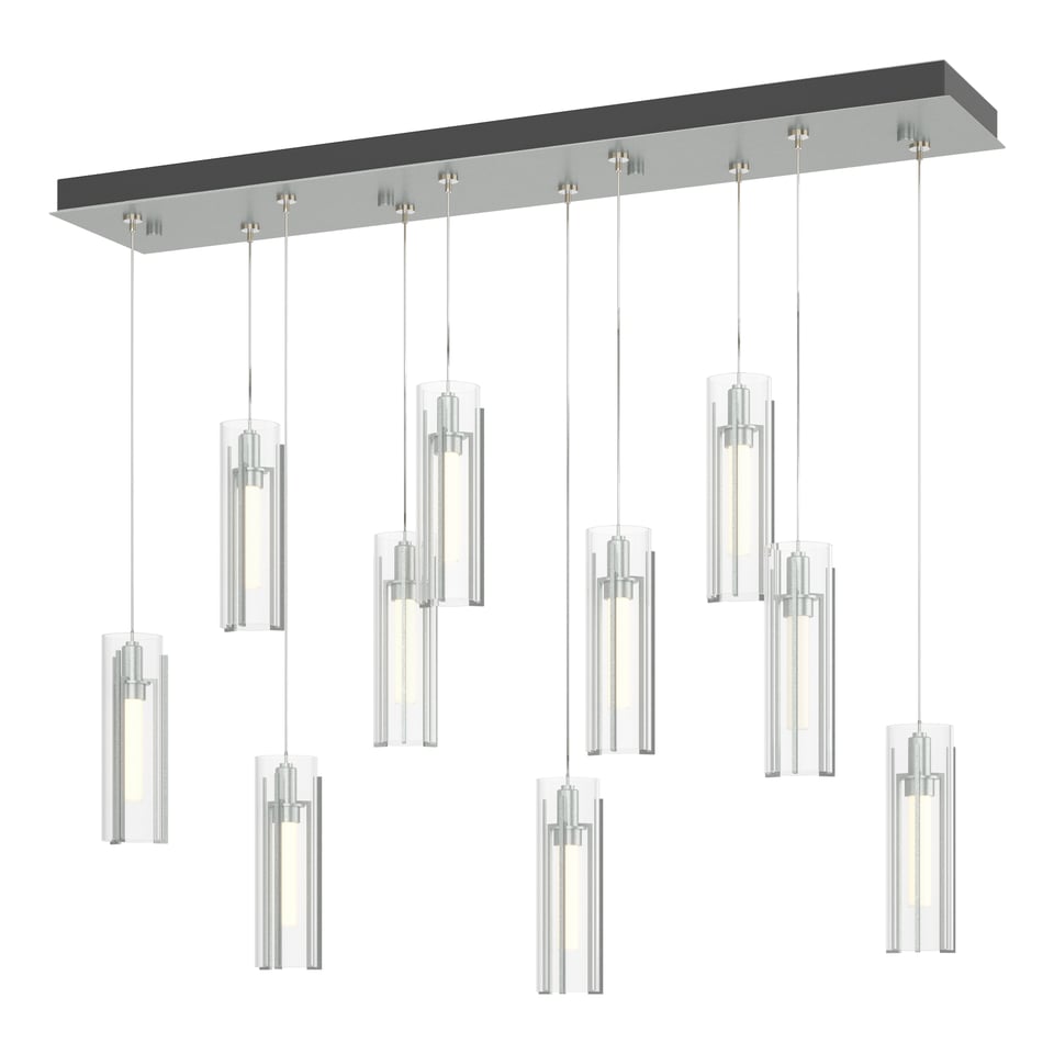 Exos Glass 10-Light Pendant by Hubbardton Forge - Dimmable, Customizable Finish, Adjustable Height