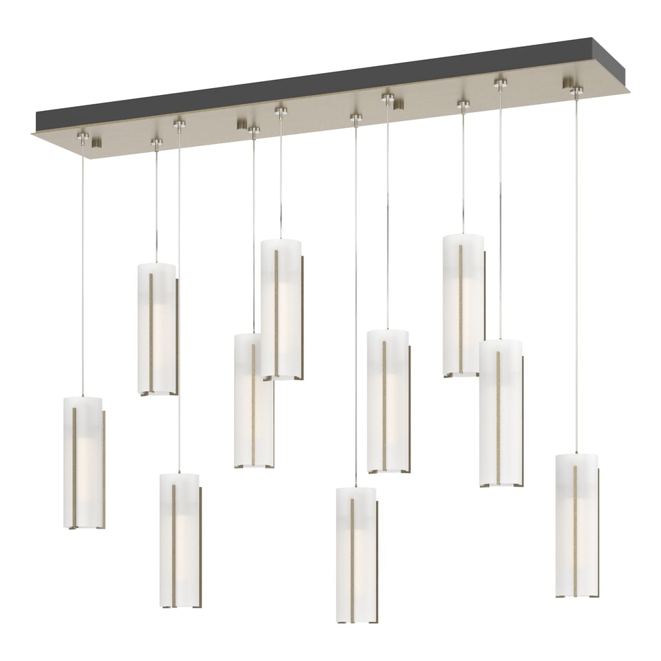 Exos Glass 10-Light Pendant by Hubbardton Forge - Dimmable, Customizable Finish, Adjustable Height