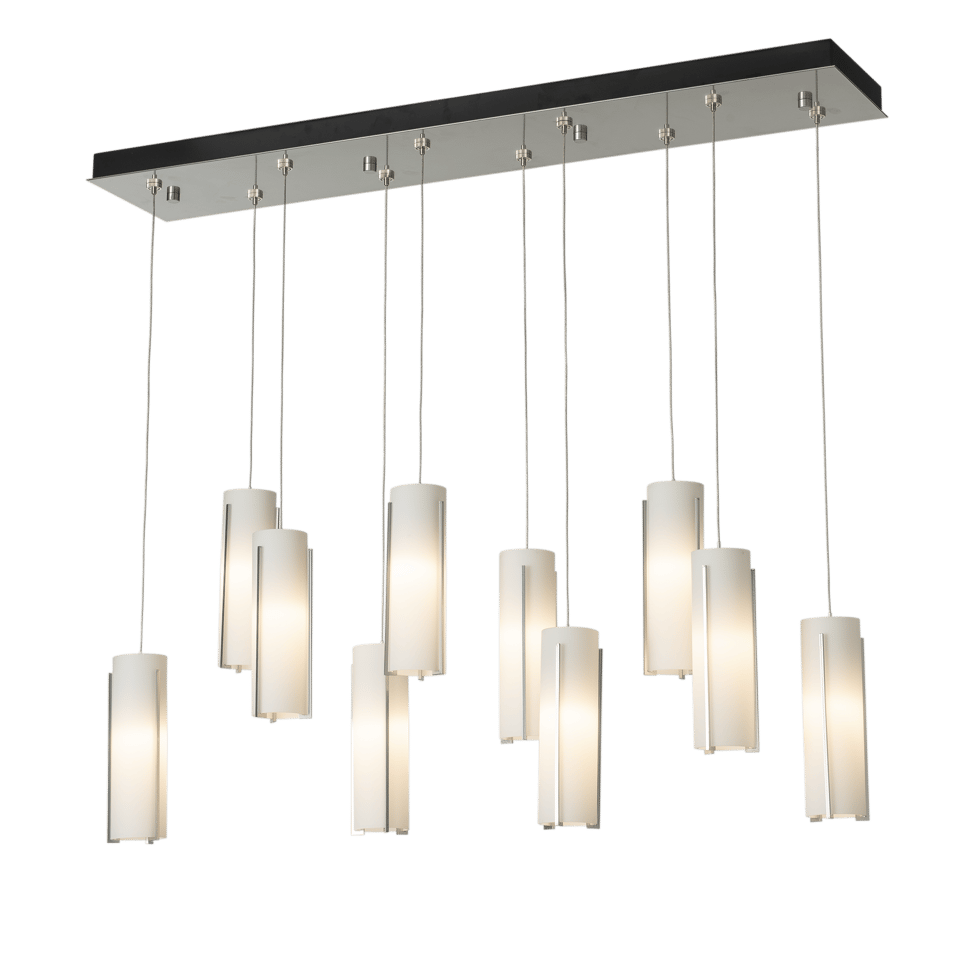 Exos Glass 10-Light Pendant by Hubbardton Forge - Dimmable, Customizable Finish, Adjustable Height