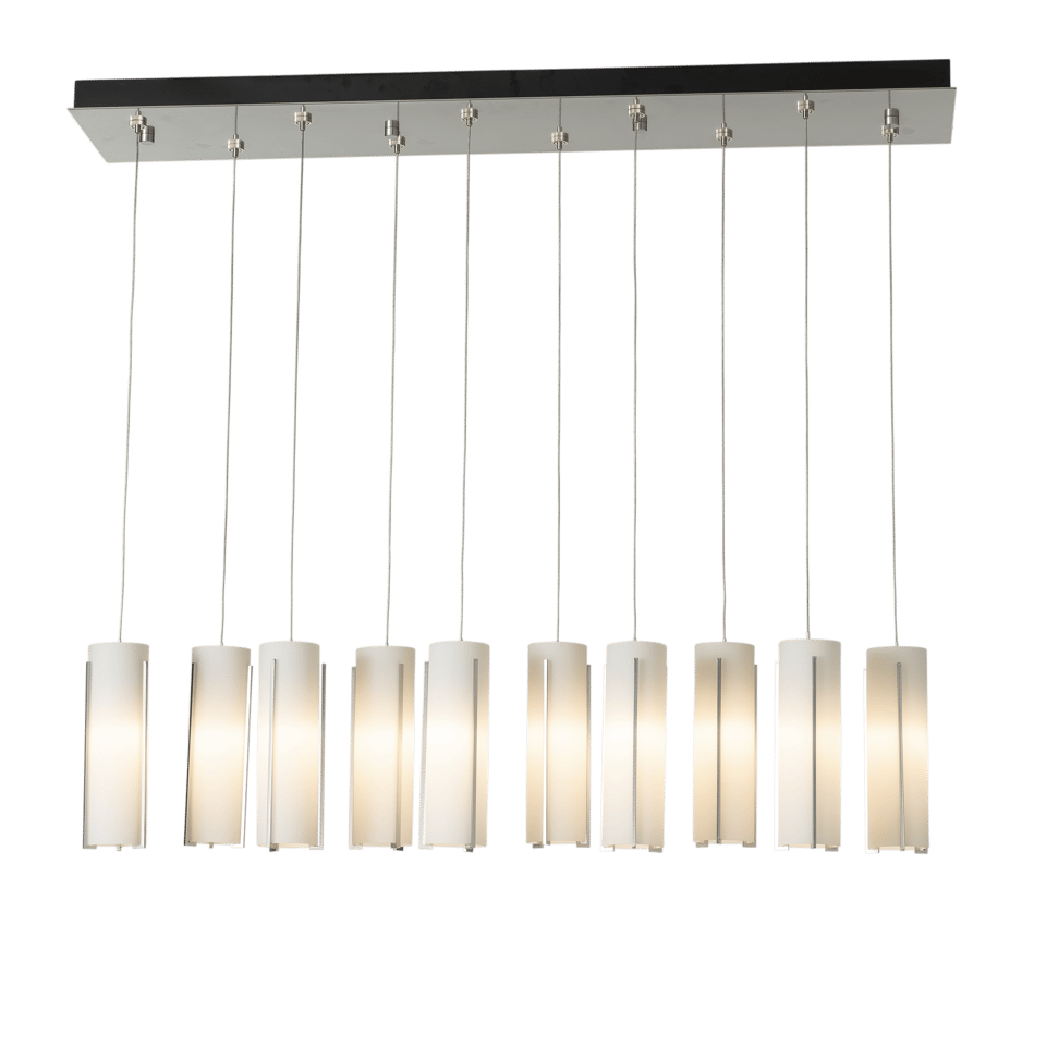 Exos Glass 10-Light Pendant by Hubbardton Forge - Dimmable, Customizable Finish, Adjustable Height