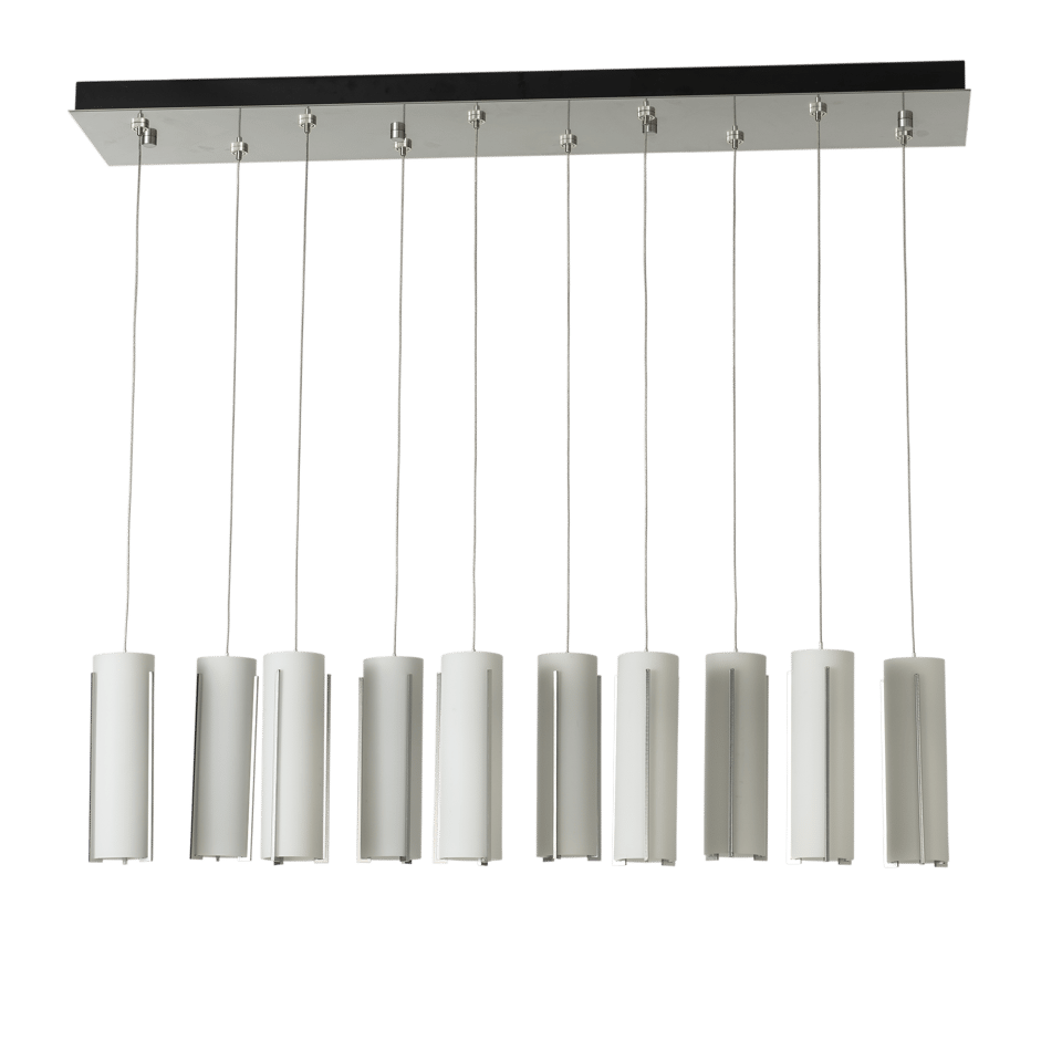 Exos Glass 10-Light Pendant by Hubbardton Forge - Dimmable, Customizable Finish, Adjustable Height