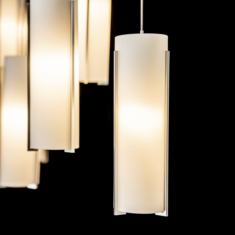 Exos Glass 10-Light Pendant by Hubbardton Forge - Dimmable, Customizable Finish, Adjustable Height