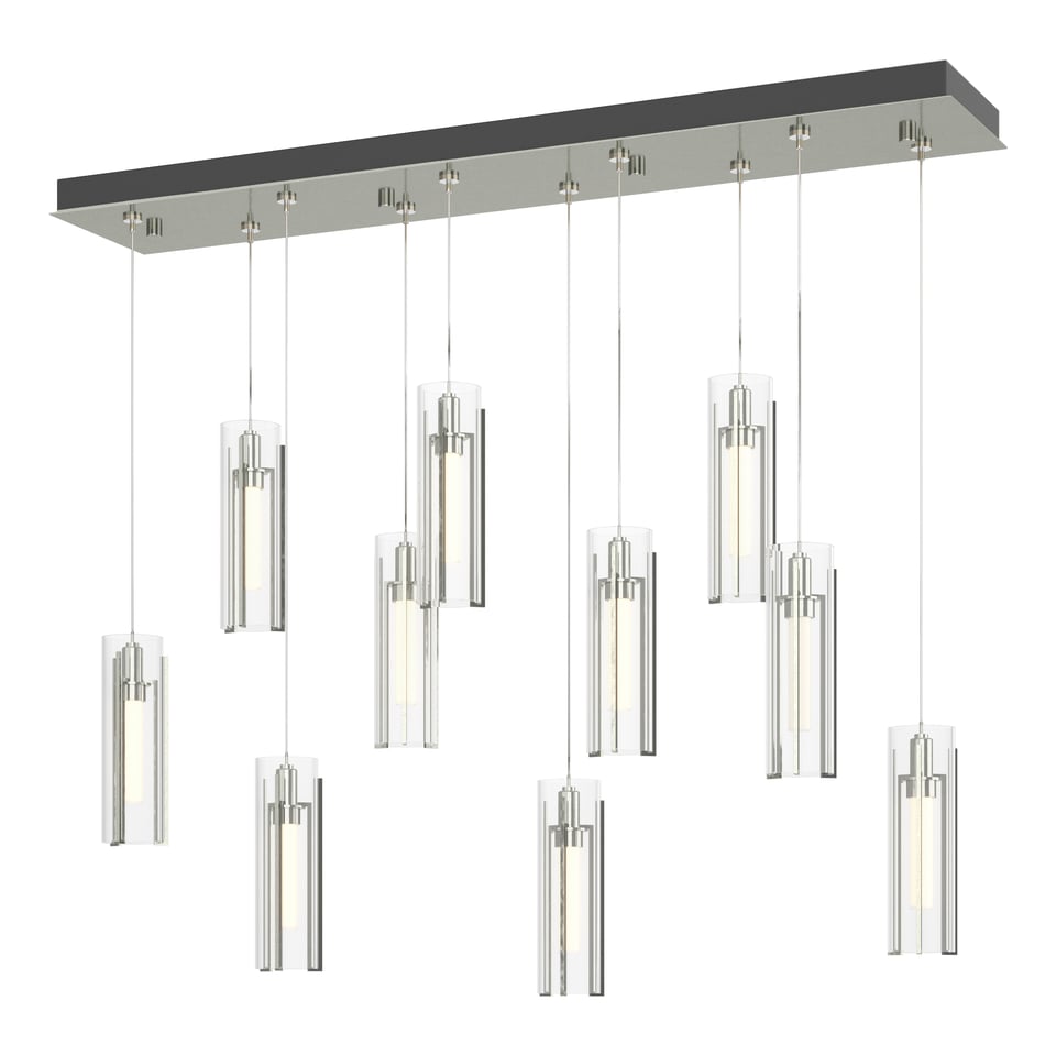 Exos Glass 10-Light Pendant by Hubbardton Forge - Dimmable, Customizable Finish, Adjustable Height