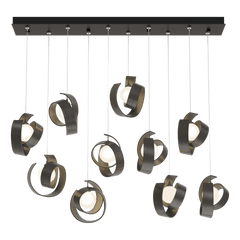 Hubbardton Forge Riza 10-Light Pendant Fixture with Dimmable Functionality and Opal Glass Shades