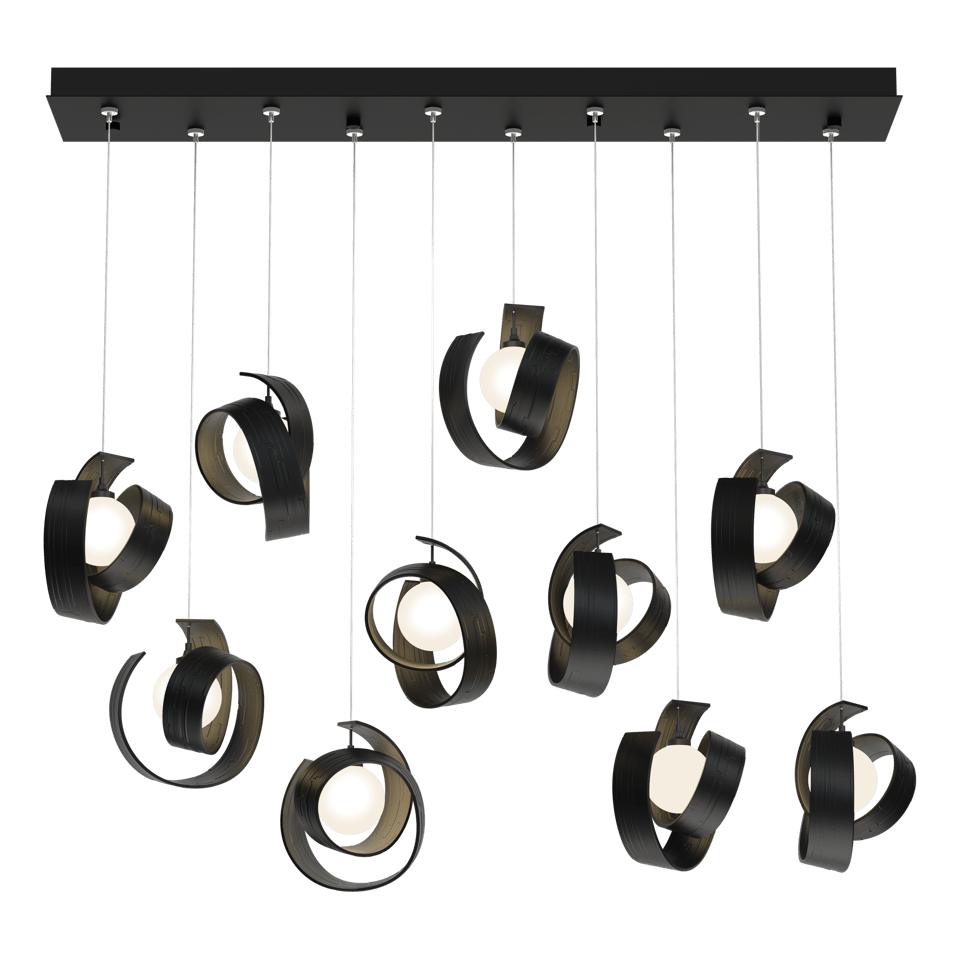 Hubbardton Forge Riza 10-Light Pendant Fixture with Dimmable Functionality and Opal Glass Shades