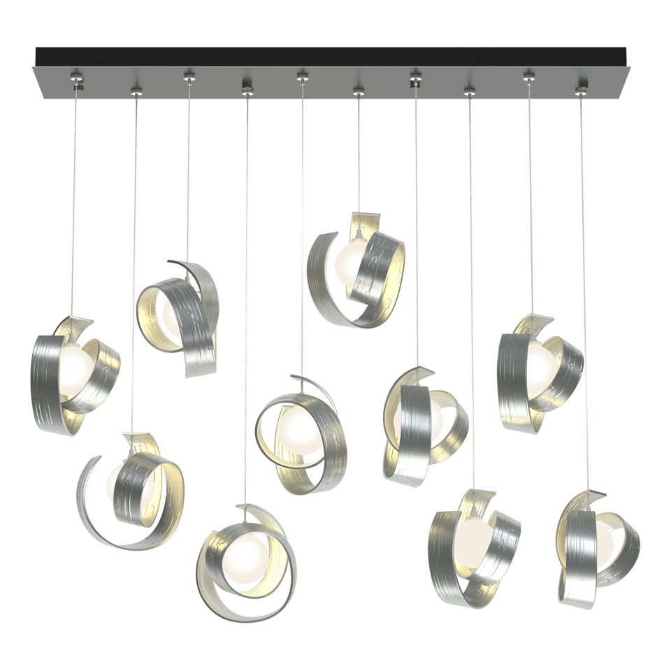 Hubbardton Forge Riza 10-Light Pendant Fixture with Dimmable Functionality and Opal Glass Shades