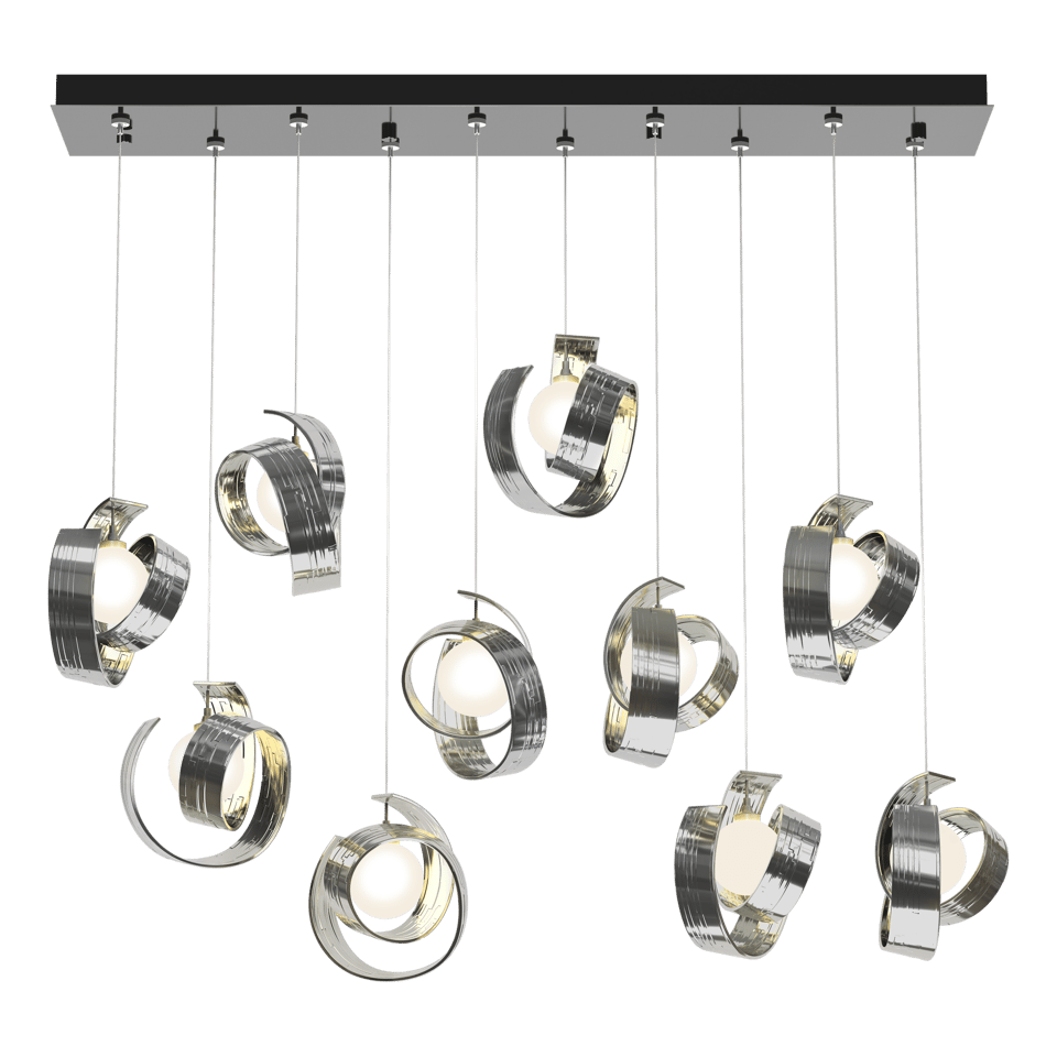 Hubbardton Forge Riza 10-Light Pendant Fixture with Dimmable Functionality and Opal Glass Shades