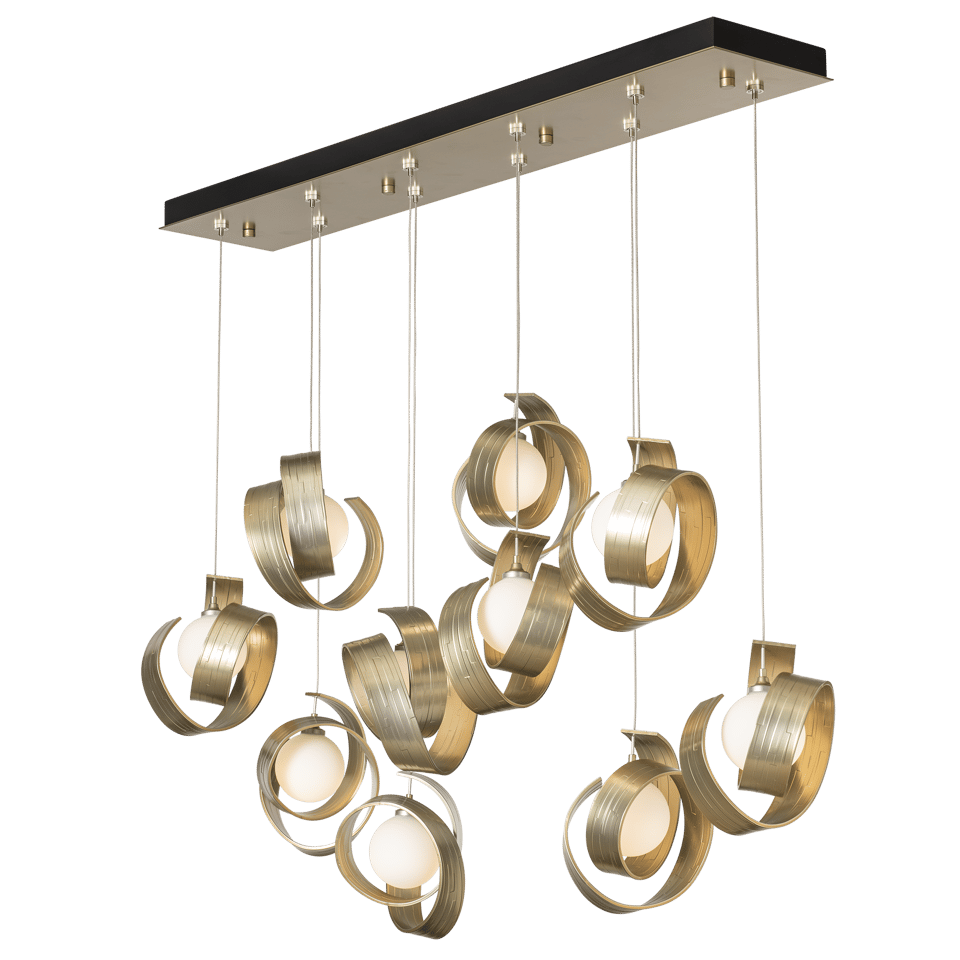 Hubbardton Forge Riza 10-Light Pendant Fixture with Dimmable Functionality and Opal Glass Shades