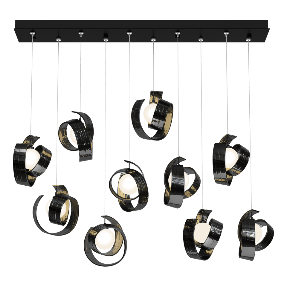 Hubbardton Forge Riza 10-Light Pendant Fixture with Dimmable Functionality and Opal Glass Shades