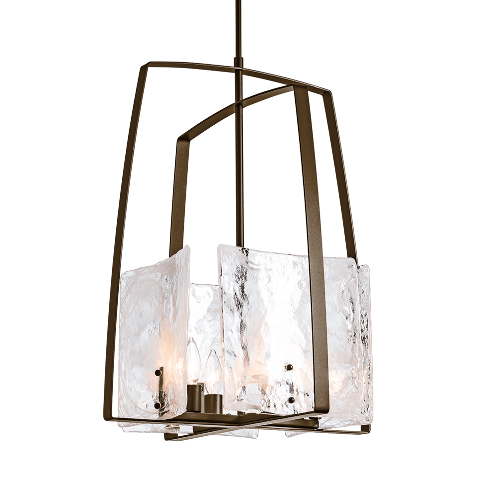 Hubbardton Forge Arc Pendant Light – Handmade Glass Panels, Dimmable, UL Damp Rated, 4 Bulb Fixture