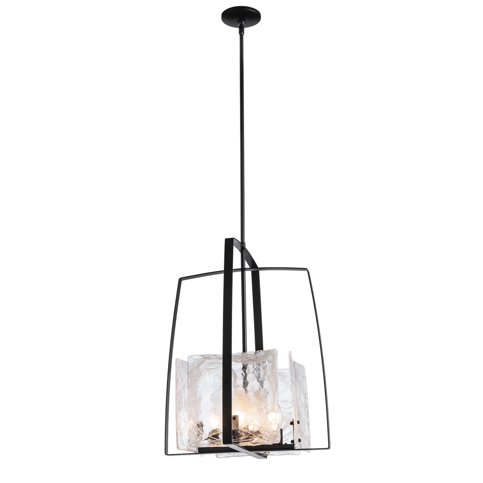 Hubbardton Forge Arc Pendant Light – Handmade Glass Panels, Dimmable, UL Damp Rated, 4 Bulb Fixture