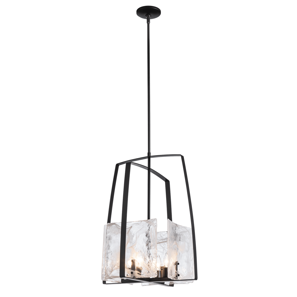 Hubbardton Forge Arc Pendant Light – Handmade Glass Panels, Dimmable, UL Damp Rated, 4 Bulb Fixture