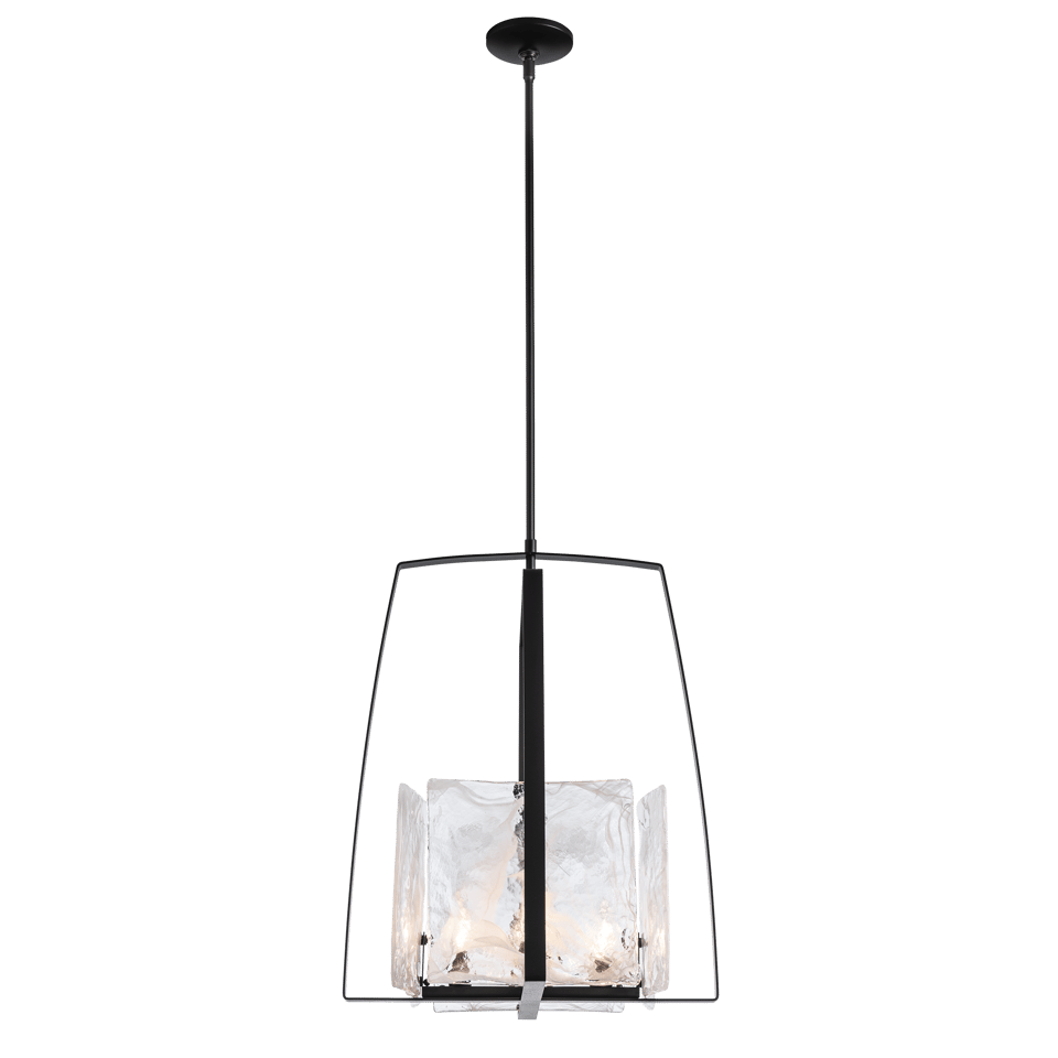 Hubbardton Forge Arc Pendant Light – Handmade Glass Panels, Dimmable, UL Damp Rated, 4 Bulb Fixture