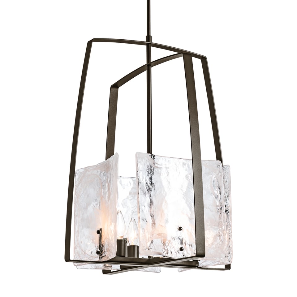 Hubbardton Forge Arc Pendant Light – Handmade Glass Panels, Dimmable, UL Damp Rated, 4 Bulb Fixture