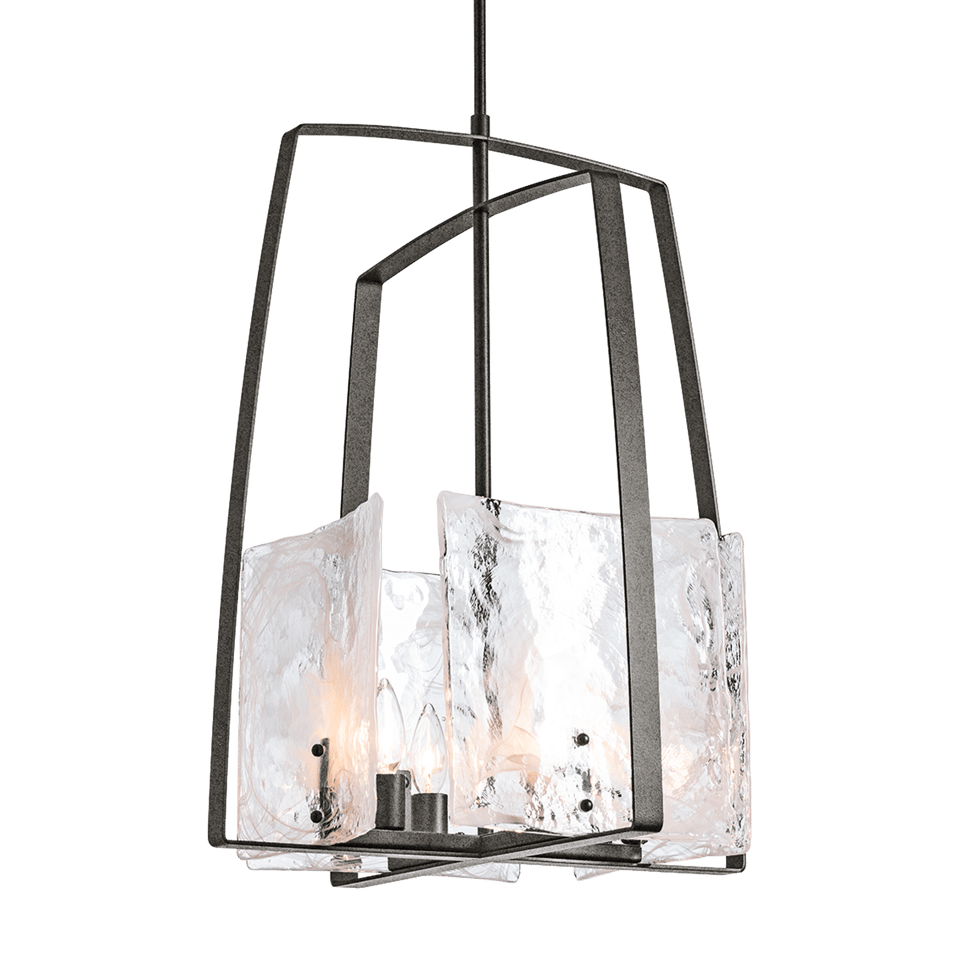 Hubbardton Forge Arc Pendant Light – Handmade Glass Panels, Dimmable, UL Damp Rated, 4 Bulb Fixture