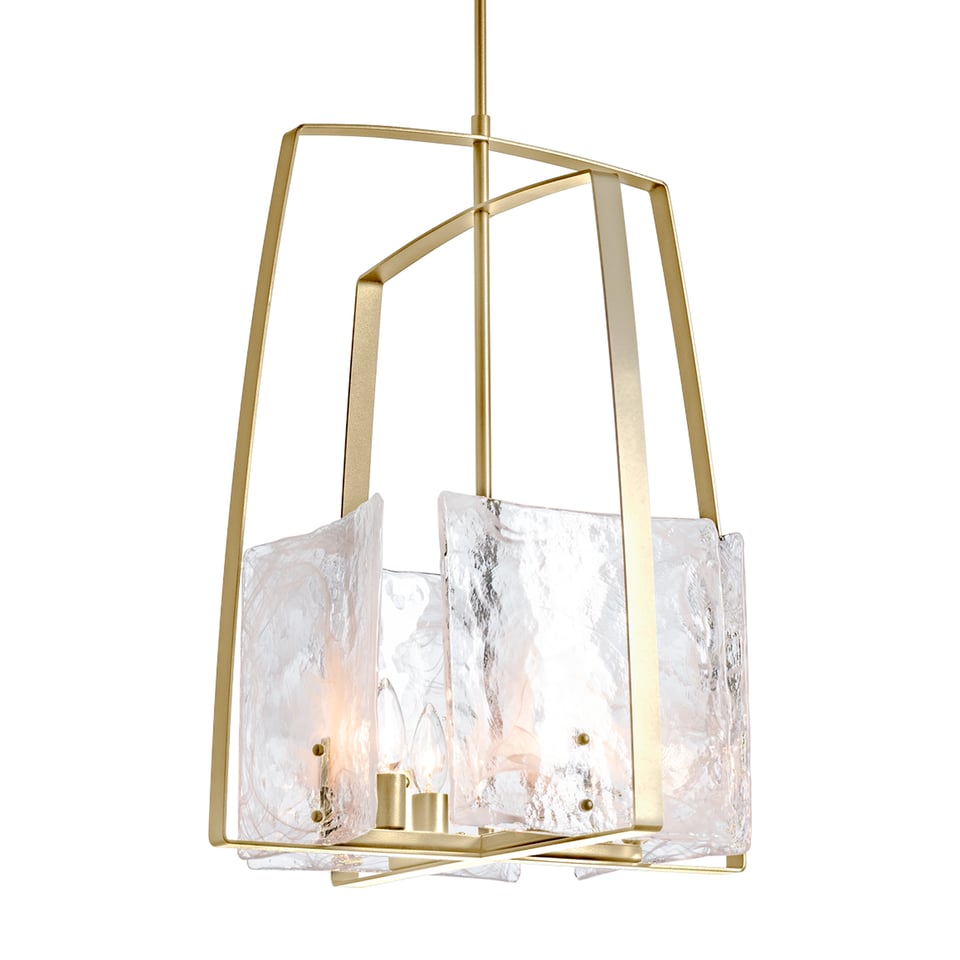 Hubbardton Forge Arc Pendant Light – Handmade Glass Panels, Dimmable, UL Damp Rated, 4 Bulb Fixture