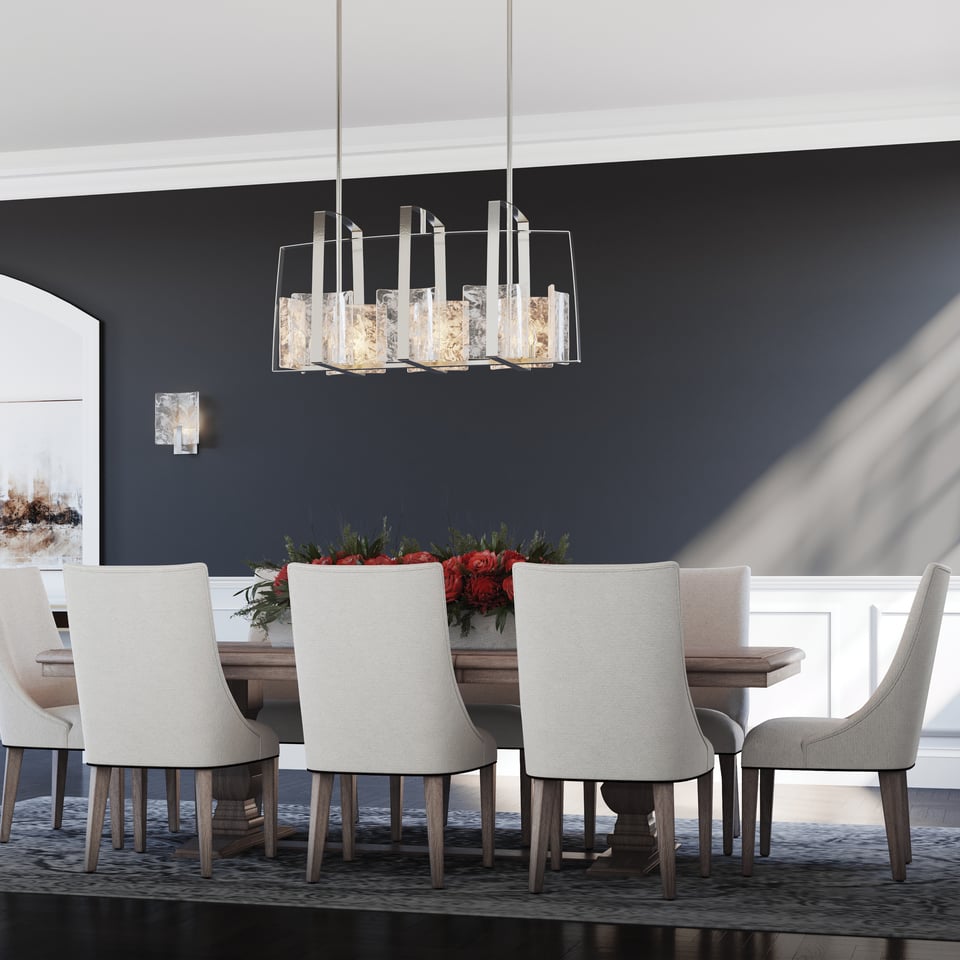 Arc Linear Pendant Light By Hubbardton Forge 131311 - 8 Glass Shades, Dimmable, Custom Finishes